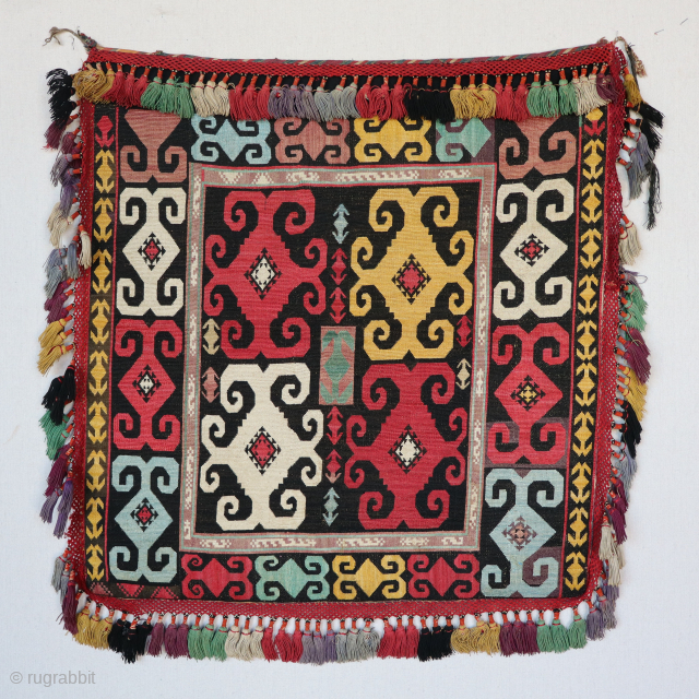 An exceptional antique needlepoint embroidered textile made by the famous Lakai tribe of Uzbekistan, circa the late 19th Century, named Aina Khalita(wedding mirror bag). It features a spectacular open design, with a  ...