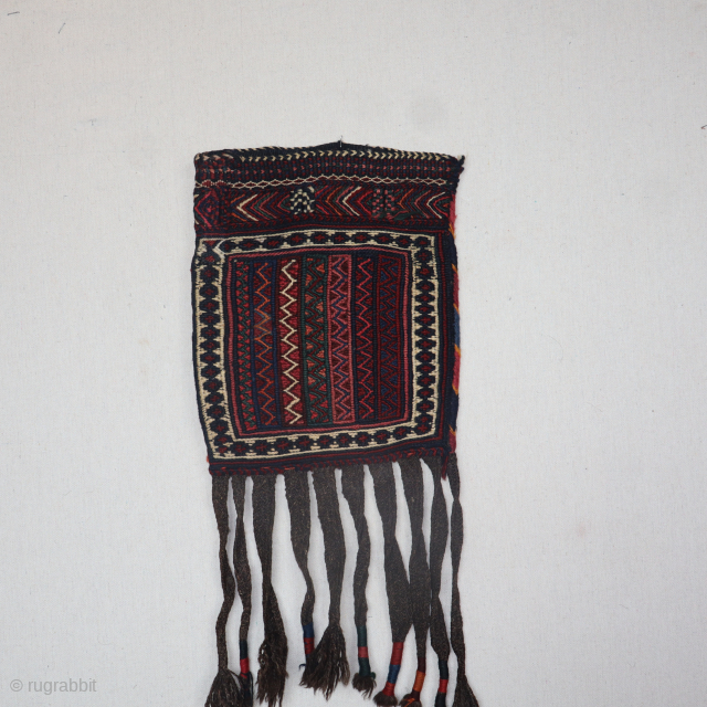 Special Afshar chanteh(bag) with original tassels, circa 1910-1920. It is made in the soumak weave. It has a wonderful range of all-natural dyes, deep saturated reds, greens and blues. It is in ...