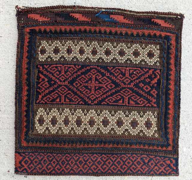 A fine Taimuri Baluch chanteh(personal bag)
N.E.Persia,Circa 1900 or before, Great Aesthetics  excellent condition, size 1'7" × 1'7"               