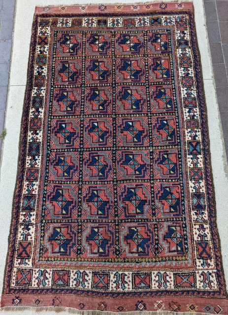 A Dynamic Antique Kurd Rug, wonderful range of colors and great Aesthetics,circa 1910 or before, excellent condition,size 6'11 × 4'2"             