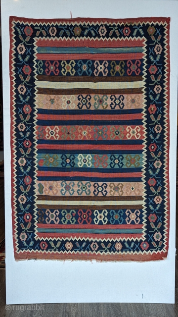 Antique Caucasian Karabagh Kilim, circa the late 19th century, has a wonderful range of natural dyes and beautiful design and is in excellent condition. You can directly contact us at rubiadarya@mymts.net.  