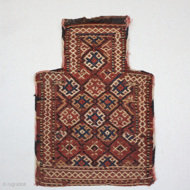 A very special Kurdish salt bag, with highly unusual colors and design elements. Its probably woven from the circa 1890 to 1900 period, with great colors and an original multi-colored back. It ...