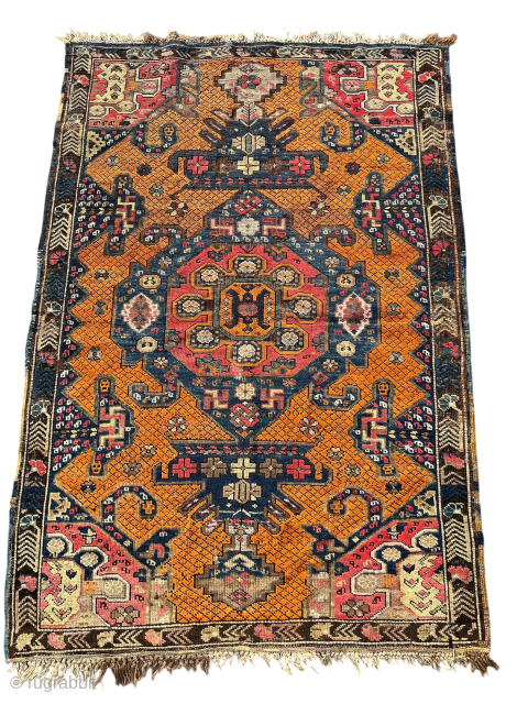 Antique Shirvan rug c1910 with “turtle” “Medallions” and a lot of “Swastika” Symbol it is a geometric shape with arms bent at right angles. the Swastika is a Sacred Symbol in many  ...