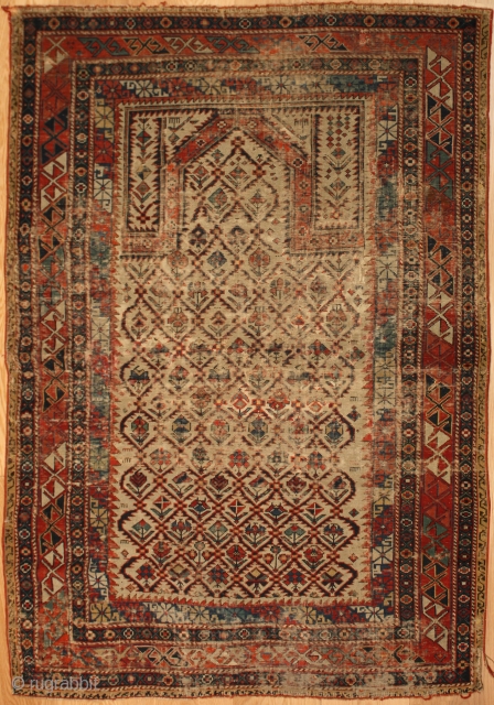 Antique Caucasian Shirvan Rug,

Size cm:140 x 100,
Size ft:4'8 x 3'4,
Code No:R6043,
Availability:In Stock,
This rug is over hundred years old and some major damage
           