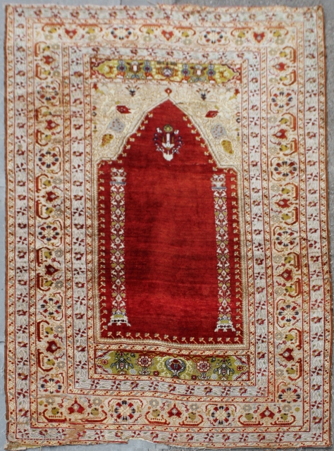 Antique Turkish	Anatolian Rug,
Size cm:175 x 115,
Size ft:5'10 x 3'10,
Code No:R6934,
Availability:In Stock, This rug is over hundred years old and some minor damage           