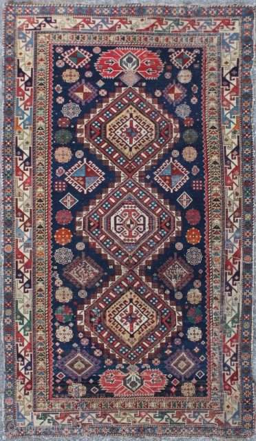 Antique Caucasian Shirvan Rug,
Size cm:161 x 131,
Size ft:5'4 x 4'4,
Code No:R3849,
Availability:In Stock,
This rug is over hundred years old and some minor damage           