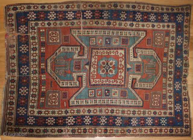 Beautiful Antique Caucasian Sewan Kazak Carpet R7805,This rug is over hundred years old, Size 218 x 154cm                