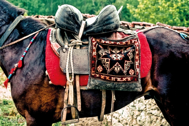 a Karakecili At heybe in use, Dursunbey, Turkey 1983 - one of about 1750 bags shown on the 2014 published book: Bergama heybe ve torba - Traditional bags of the Yürüks in  ...
