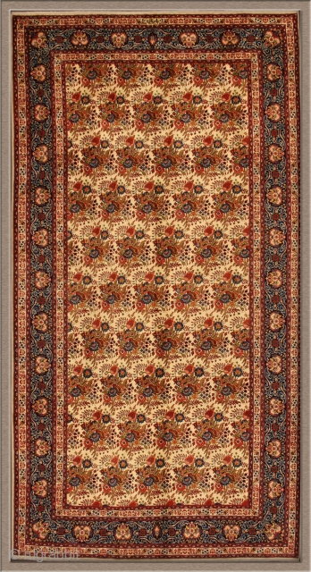 Antique Persian Tabriz rug signed by "Jaberian" measuring 6'10" X 13'1", very unique and in perfect condition.                