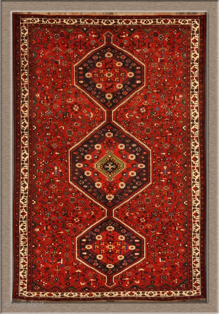 Old Persian Shiraz (Kashqae) measuring 7'5" X 11'3" in excellent condition.                      