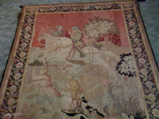 French Tapestry 100 to 200 years old in a fairly good condition, 10ft. x 6ft.                  