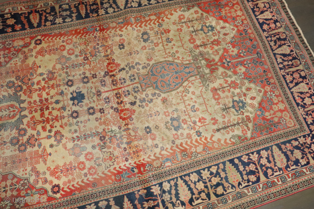 Antique Mohtasham. Has scattered low areas. Excellent colors and design.