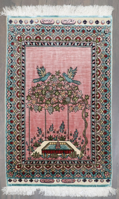 Signed Herekeh or Keyseri.  1'5''x2'3''.  Mint cndition and lovely silk.                     