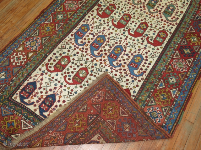 Antique Vivid Ivory Kazak 4'x8'10''.  BOught as is..  Cannot see any repairs.  If done they were impeccable.             