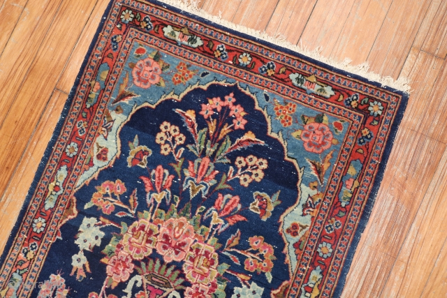 Antique Kashan 1'10''x2'6''.  Excellent condiiton.  Minor low areas.                       