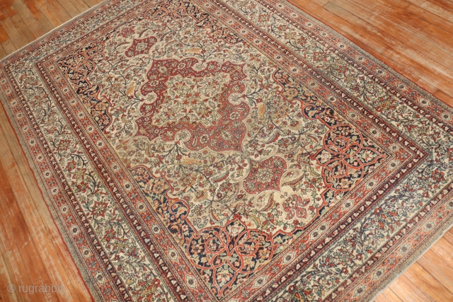 Antique Kashan 4'7''x6'7''.  Has some minor low areas.  Needs some attention on end.                  