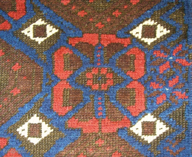 Antique Baluch rug Minekhany design Parlement blue main colour  and all orginal very nice condition                 
