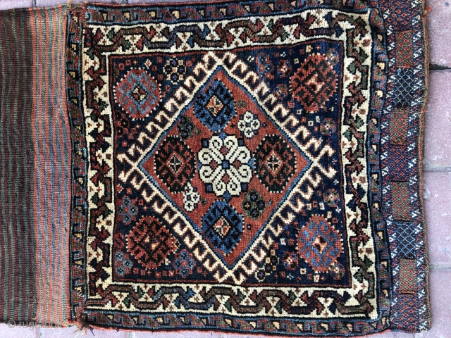 Antique Qashgai bag wonderful colors and very nice condition all original size 58x55 cm Circa 1880-1890                 