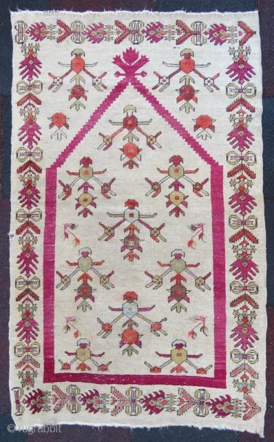 Antique Gordes prayer rug wonderful colors and nice condition all original Circa 1850-1860                    