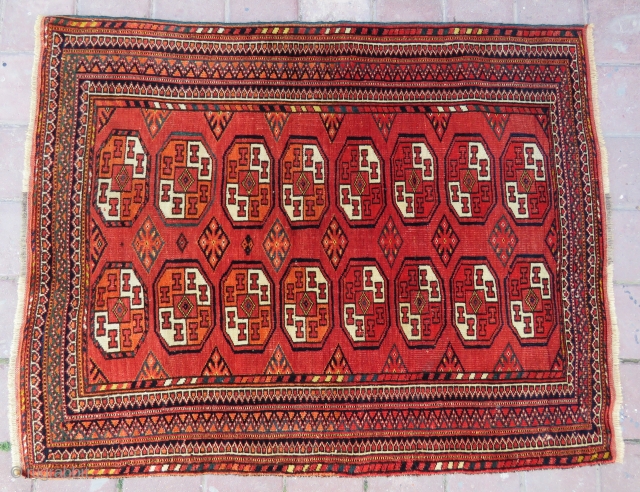 Turkoman small arabache rug wonderful colors and very good condition all original size 1,17x93 cm Circa 1900-1910                