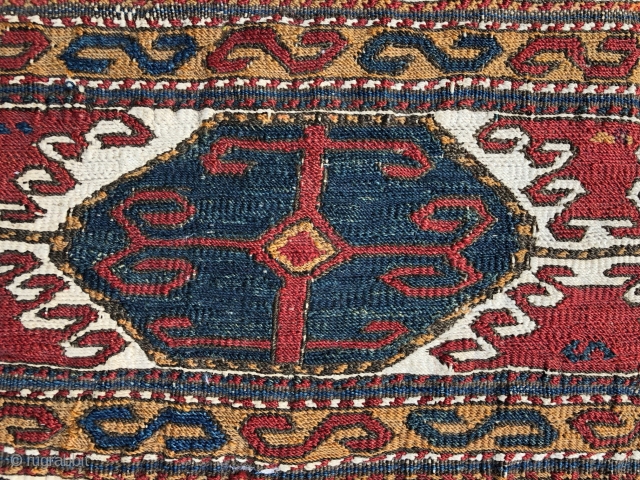 Caucassian Borchalo Kasak sumak panel amazing colors and excellent condition all original size 54x39 cm Circa 1870-1880                