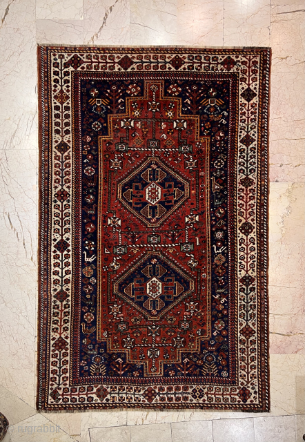 Old Decorative Persian Shiraz Rug nice colors and in good condition all original if you need any more information please contact sahcarpets@gmail.com 
Thank you         