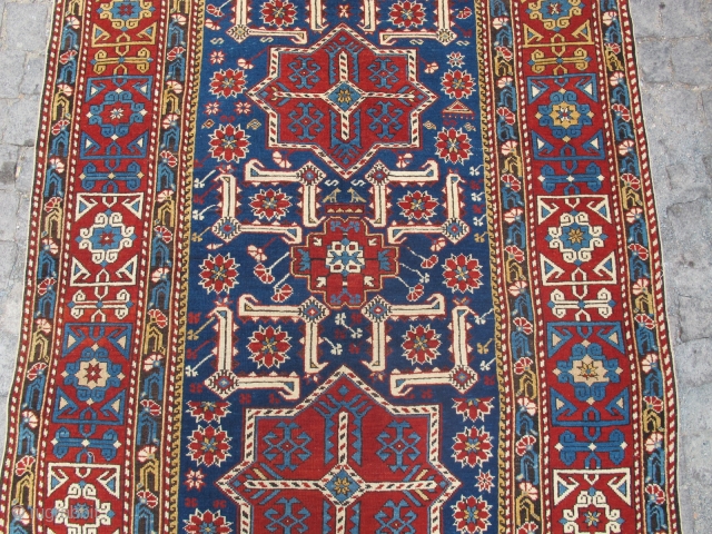 Antique Caucasian Shirvan Karakashly wonderful colours and excellent condition with restoration size: 2,04 X 1,31 cm Circa 1890               