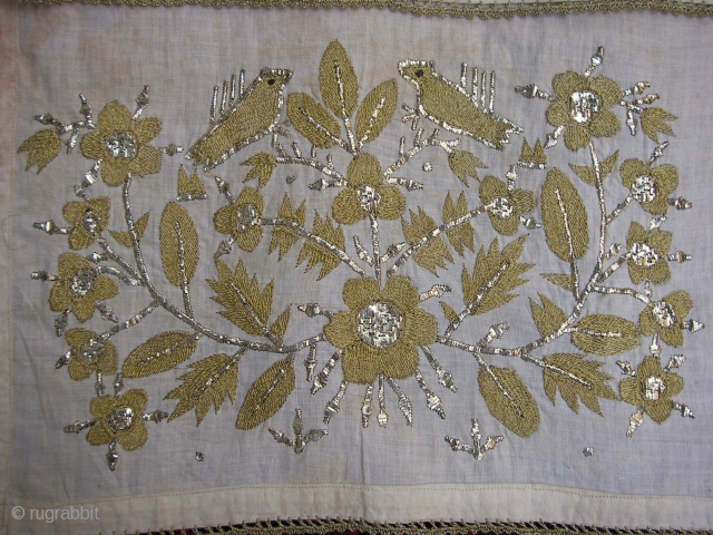 Ottomantextile Towel (Peshker) wonderful gold and thread all orgial Circa 1900                      