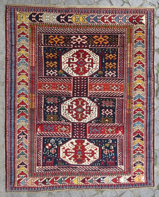 Antique Shirvan rug wonderful colors and very good condition all original it has camel wool and very good pile has size 1,37x1,14 cm Circa 1900        