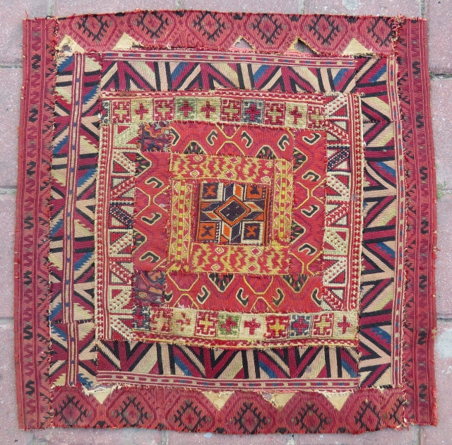 Antique greek islands embroidery technic Textile very nice colors and very old Circa 1880-1890                   