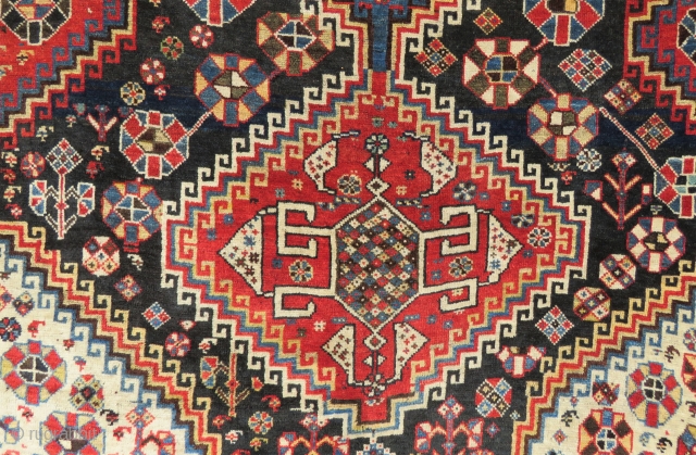 Persian Khamseh rug wonderful colors all original and amazing wool Circa 1900                     