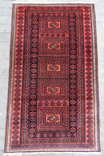 Baluch rug Designed with a chest very nice colors and excellent condition all original and very fine Circa 1915-1920              