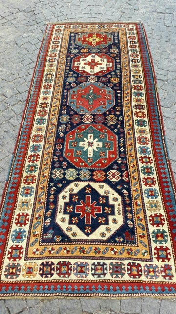 Antique Shahsawen rug Wonderful colors and very good condition all orginal Circa 1870                    