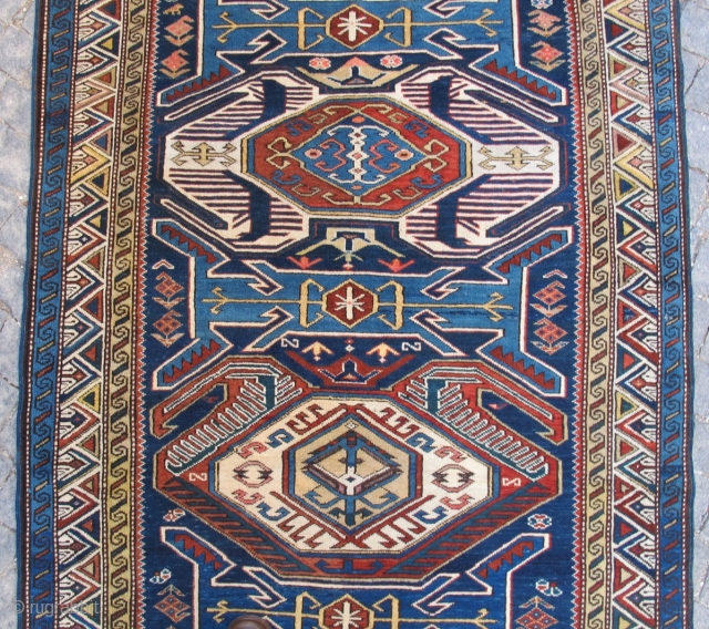 Caucasian Lenkoran rug wonderful colors and very good condition all orginal Circa 1900                    