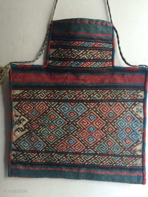 Antique Caucasian salt kilim and jajim techniche bag all orginal and vegetable colors  no tuch hand Circa 1900              