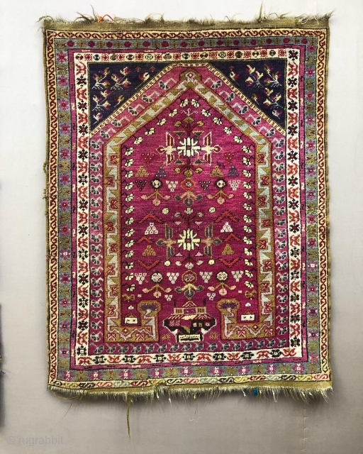 Antique prayer rug wonderful colors and very good condition all original AVAILABLE if need any more information please contact DM - E-mail  sahcarpets@gmail.com  or WhatsApp +905358635050 
Thank you very much  ...