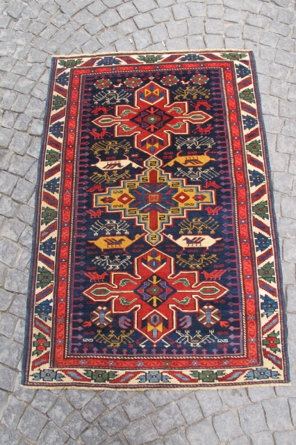 Kuba Shirvan carpet. Wonderful colours, good condition. No any hole. 
Size: 66 x 44 inches (1,67 X 1,12 cm) 
Circa 1910's 
SOLD THANKS          