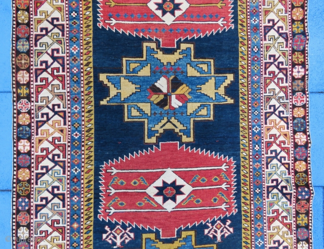 Caucassian Shirvan sahnasar rug wonderful colors and excellent condition all original size 2,33x1,25 cm Circa 1890-1900                 