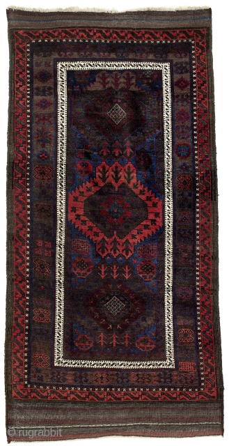 Antique Baluch rug, Late 19th century, Origial/very good condition, Great natural colors, Shiny wool, Not restored, Size: 205 x 100 cm. 81" x 39" inch.        