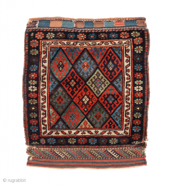 Kurdish Bag-face, Late 19th century, Great colours, High pile, Not restored, Size: 75 x 64 cm. ( 29.5 x 25.2 inch ) 
          