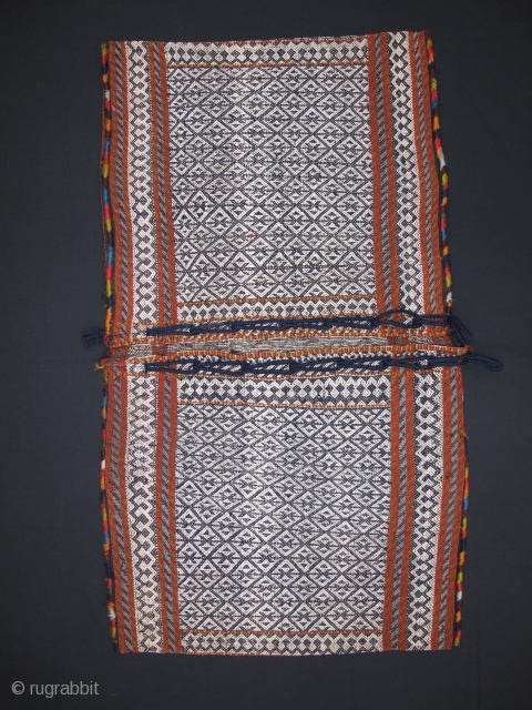 Qashqai Saddle-bag (Khorjin), Circa 1900, Warp-faced techniue, Great condition and colors, Not resored, Size: 100 x 58 cm. (39.5 x 23 inch).           