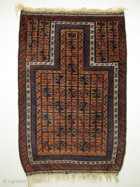 Baluch prayer-rug, Circa 1900, Excellent condition, Not restored, Natural colours, Size: 132 x 88 cm.                  