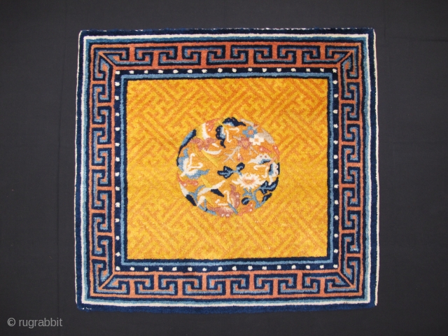 Ningxia-China sitting mat, late 19th century, Excellent condition, Not resrored, Size: 71 x 66 cm. 28"x 26".                