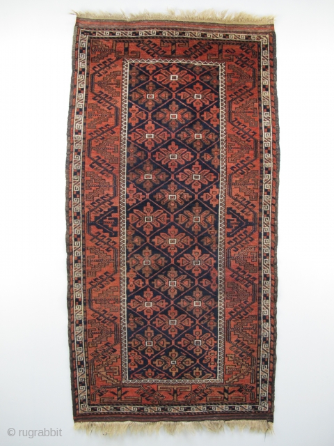 Baluch rug, Excellent condition, Circa 1900, Natural colours, Not restored, Size: 160 x 82 cm.                  