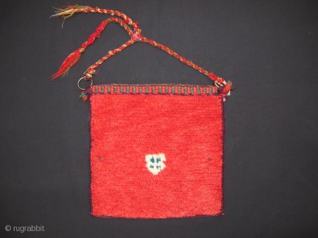 Qashqai Chanteh, Gabbeh design, First half 20th century, Excellent condition, Not restored, Size: 26 x 25 cm. 10.2" x 9.8".             