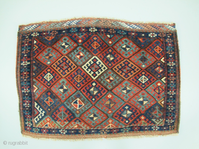 Jaff-Bagface, Circa 1880, Very good condition, All natural colours, Good pile, Not restored, Size: 102 x 74 cm.               