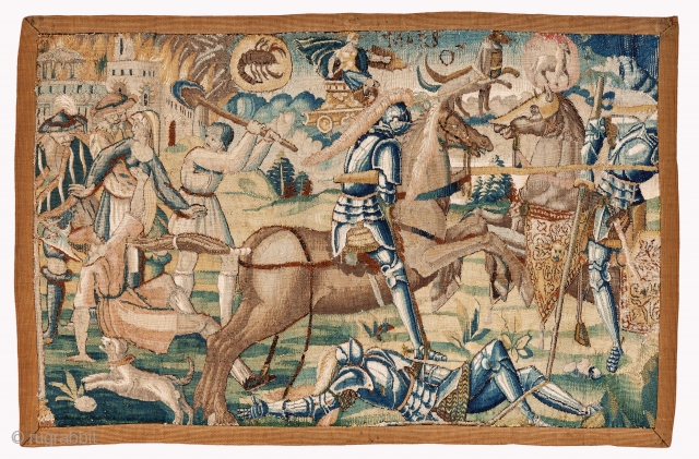 Tapestry fragment from Brussels, 16th century, Incredibly finely woven, Size: 81 x 53 cm. ( 31.9 x 20.9 inch ). For more pieces please visit my website: www.sadeghmemarian.com     