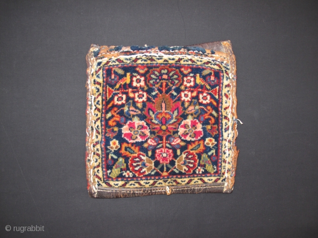 Tehran Chanteh, Late 19th century, Very finely knotted, All natural colors, Not restored and in original condition, Size: 22 x 22 cm. (8.5 x 8.5 inch).       