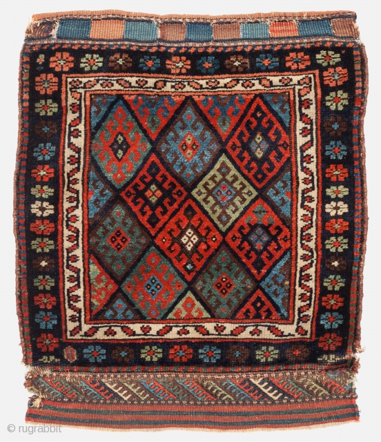 Kurdish bag-face, Late 19th century, All natural colours, High pile, Not restored, Size: 75 x 64 cm. ( 29.5 x 25.2 inch )          