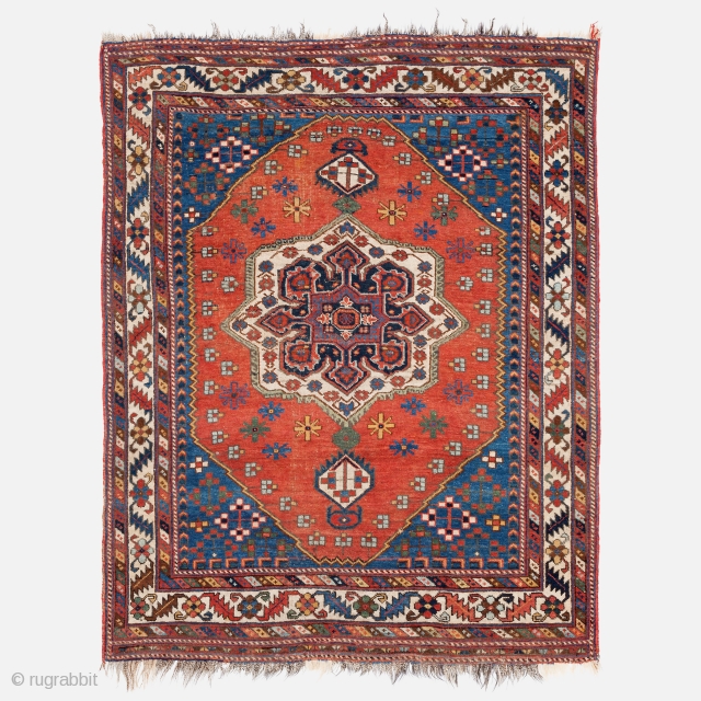 Afshar rug, Late 19th century, All natural coloure, A few wear spots in red colour, otherwise good condition, Not restored, Size: 150 x 125 cm. ( 59.1 x 49.2 inch )  